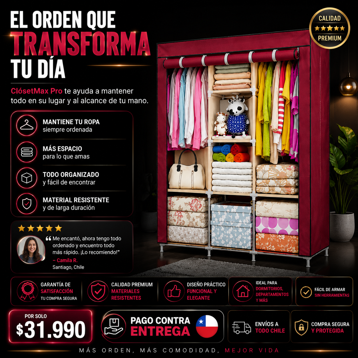 ClósetMax Pro - Organizador Portatil Closet Armario