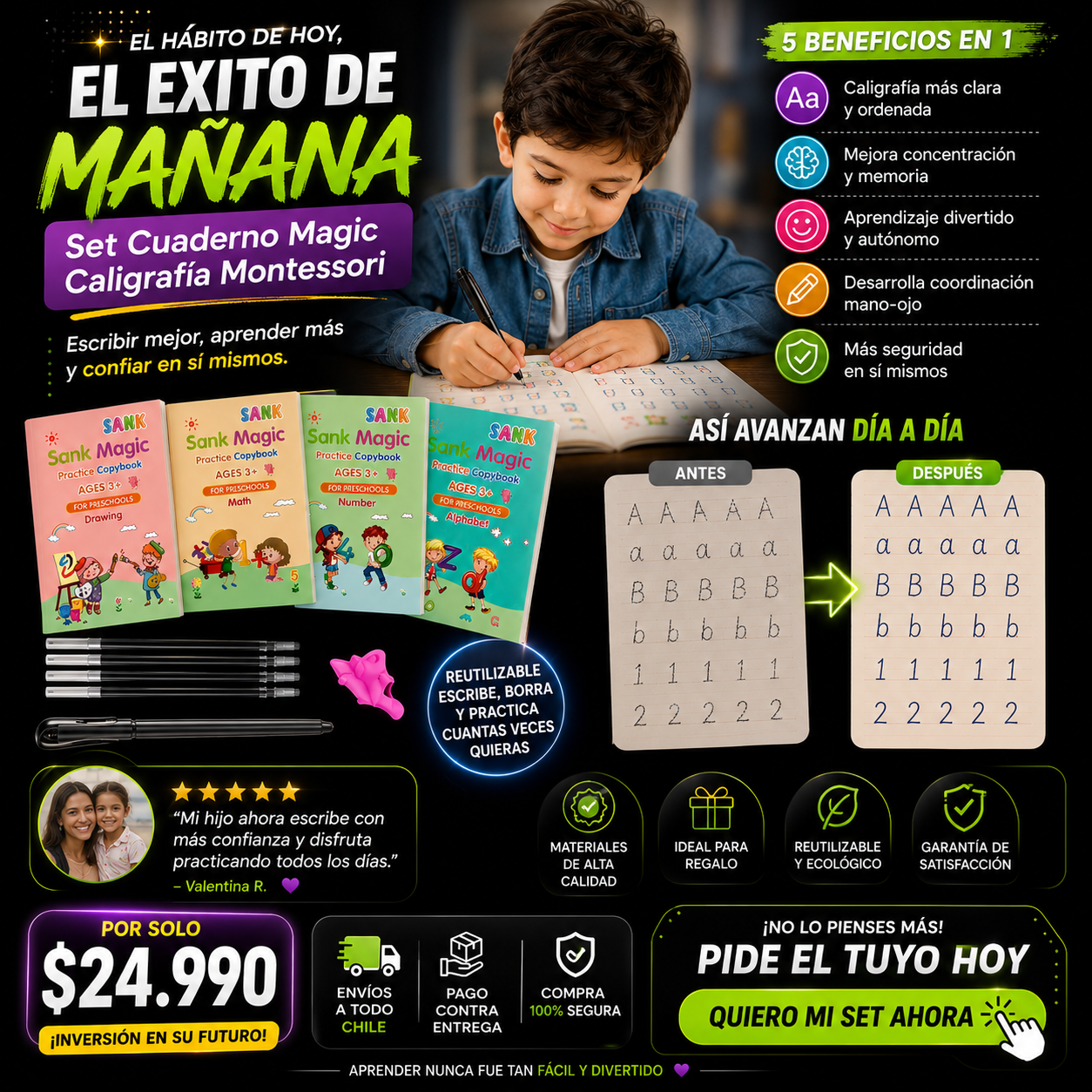 MagicWrite Montessori – Set Aprendizaje de Caligrafía Infantil