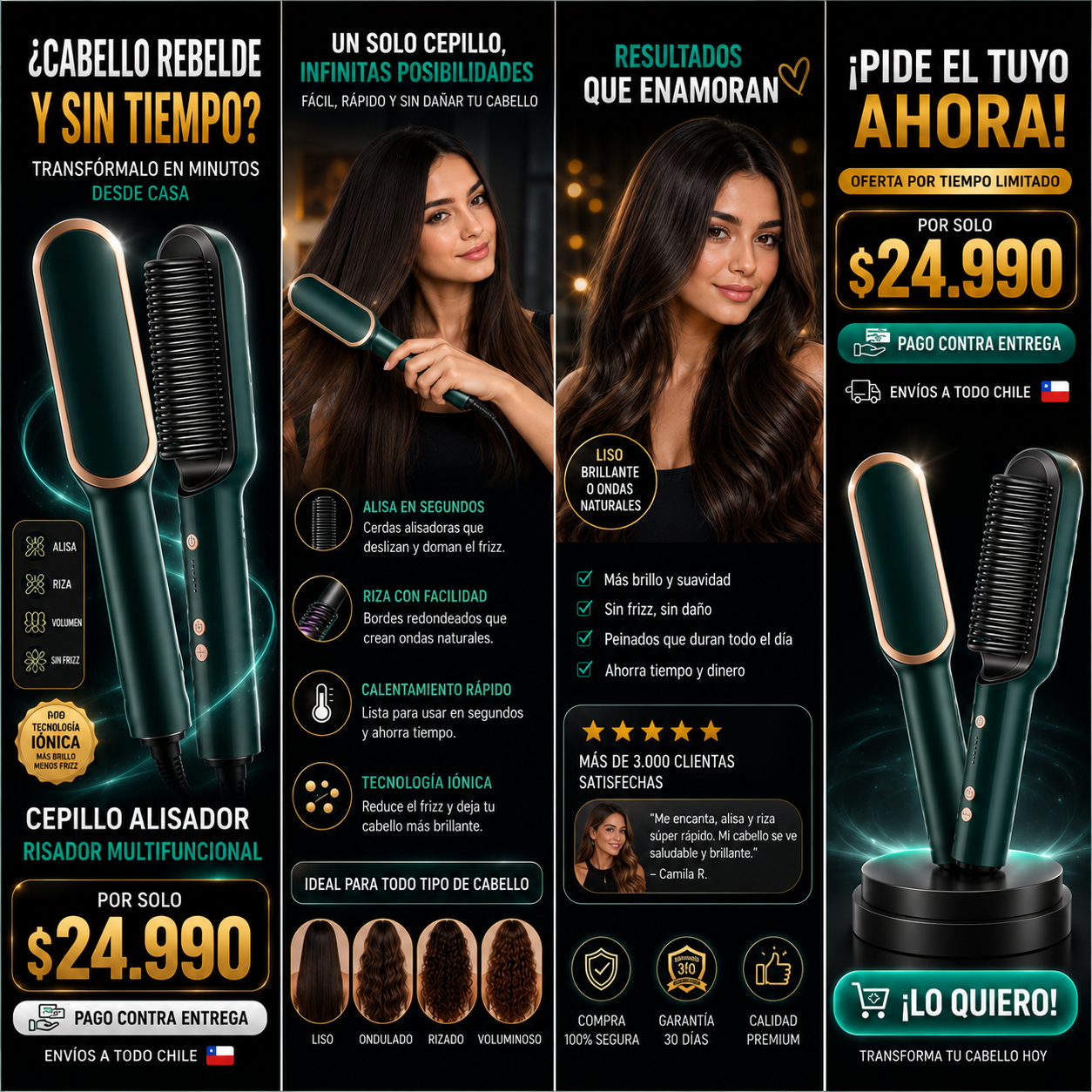 Cepillo de Peinado Profesional 2 en 1 - Cepillo Alizador Risador Multifuncional