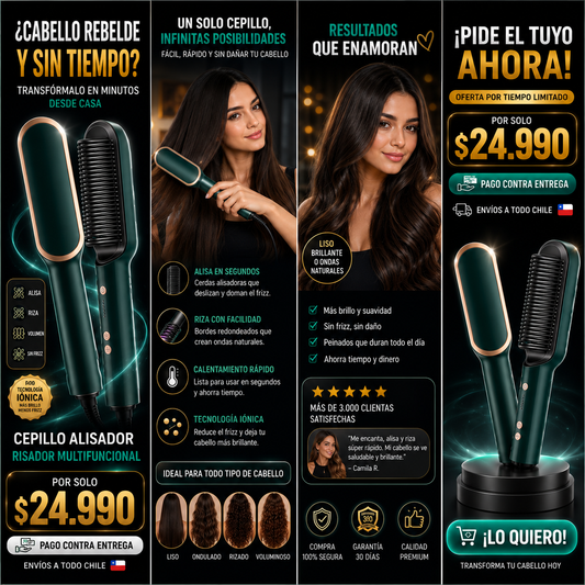 Cepillo de Peinado Profesional 2 en 1 - Cepillo Alizador Risador Multifuncional