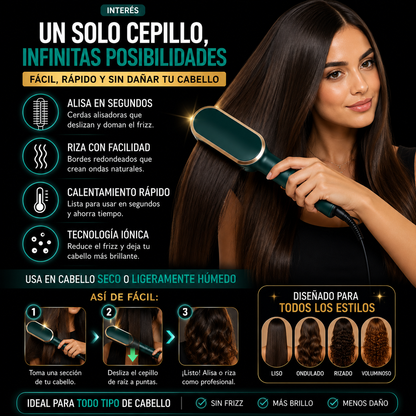 Cepillo de Peinado Profesional 2 en 1 - Cepillo Alizador Risador Multifuncional