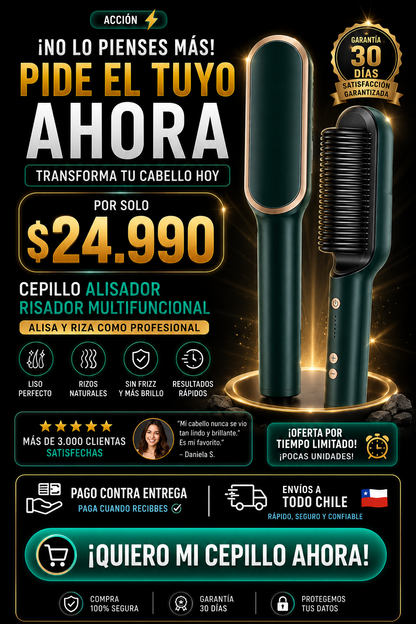 Cepillo de Peinado Profesional 2 en 1 - Cepillo Alizador Risador Multifuncional