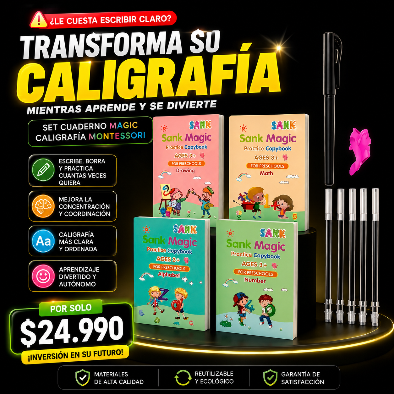 MagicWrite Montessori – Set Aprendizaje de Caligrafía Infantil