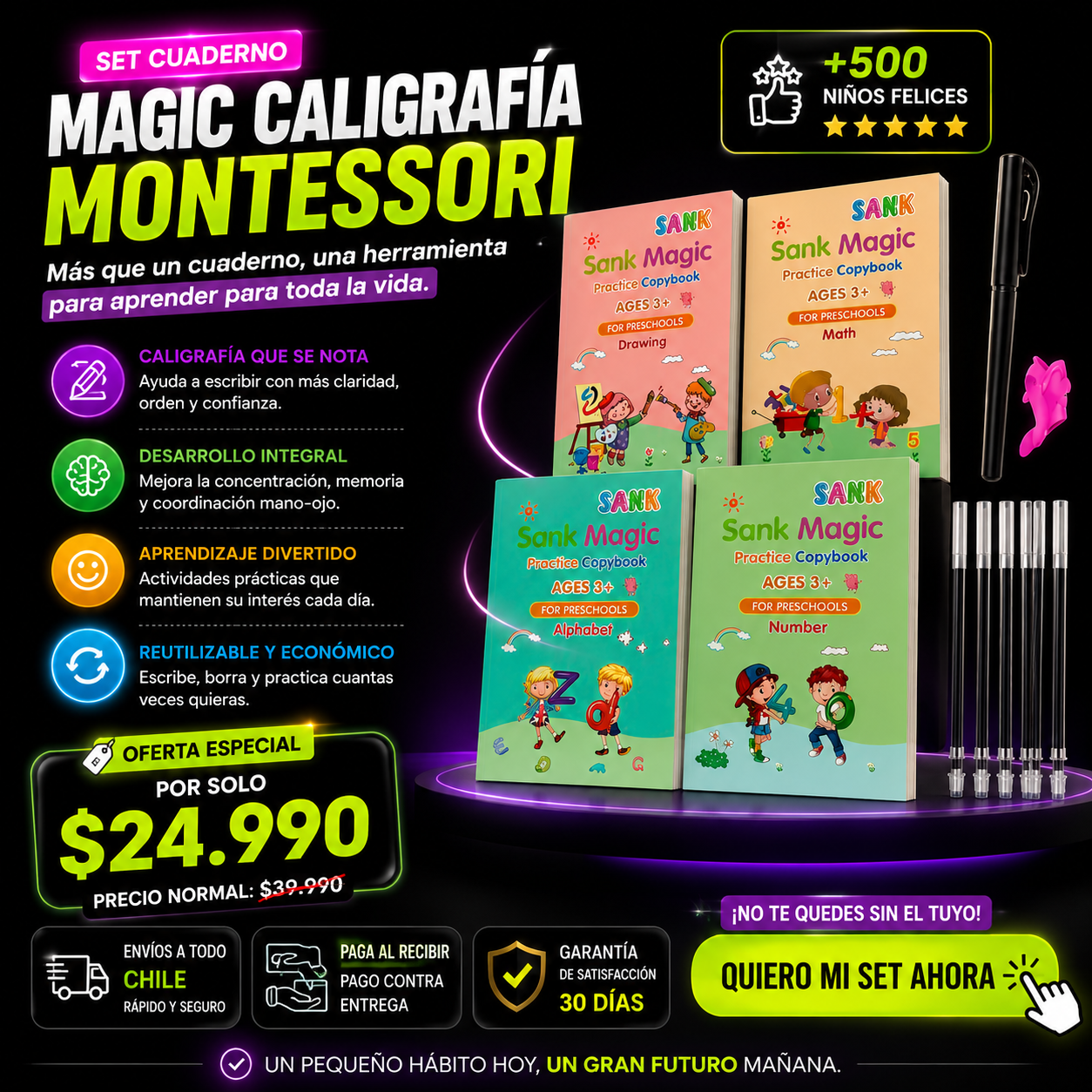 MagicWrite Montessori – Set Aprendizaje de Caligrafía Infantil