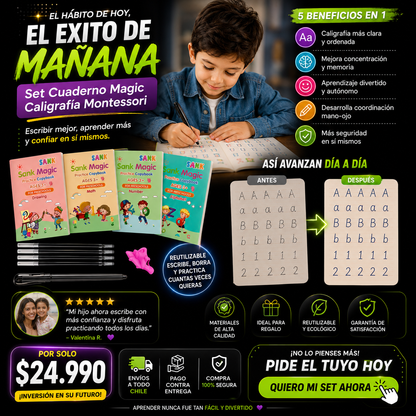 MagicWrite Montessori – Set Aprendizaje de Caligrafía Infantil